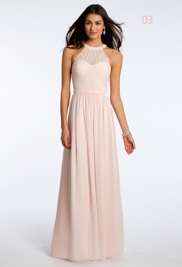 Robe longue de demoiselle d'honneur en mousseline | 12 modèles
