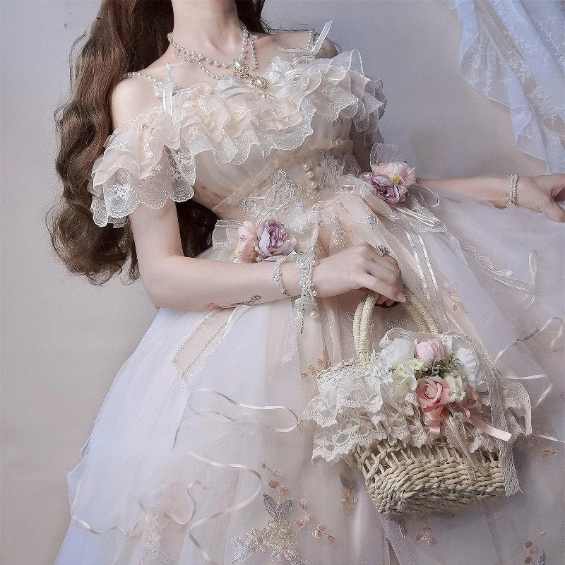 Robe de bal princesse en organza brodé