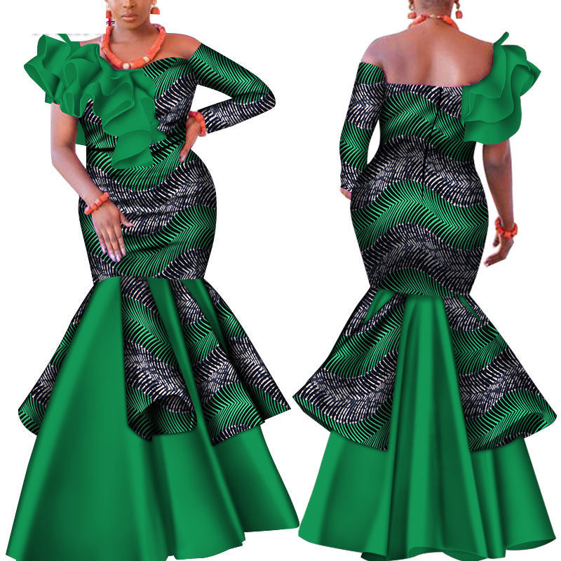 Robe longue en coton à imprimé africain | 10 styles au choix