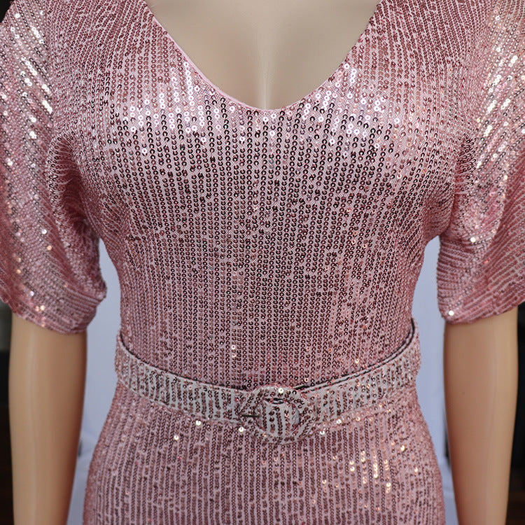 Mini-robe rose à paillettes | Douche nuptiale et enterrement de vie de jeune fille