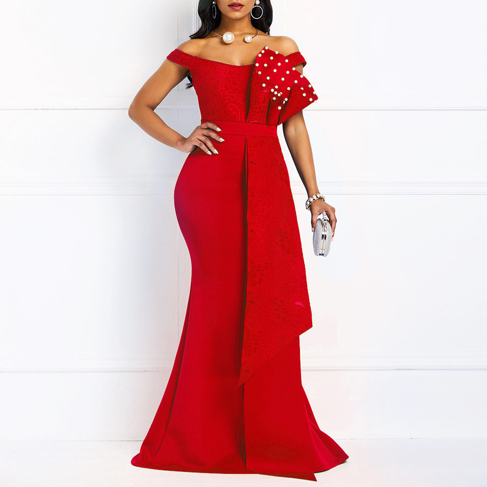 Robe de soirée élégante en maille pour demoiselle d'honneur