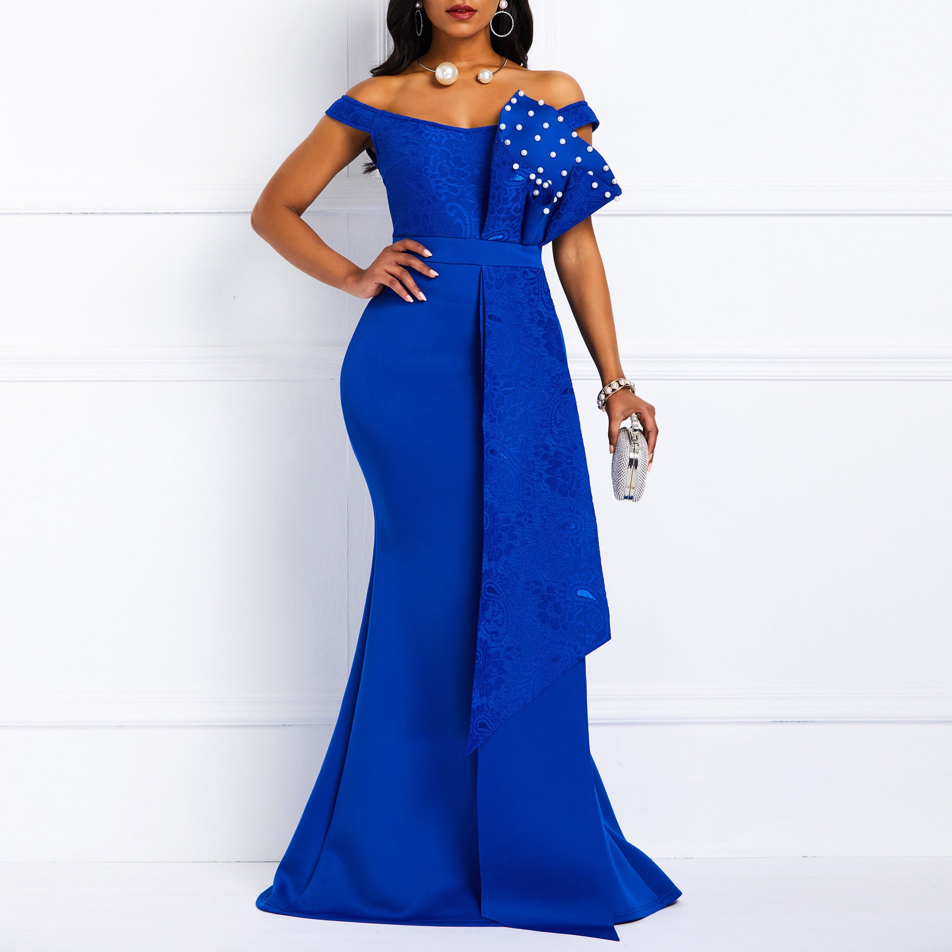 Robe de soirée élégante en maille pour demoiselle d'honneur