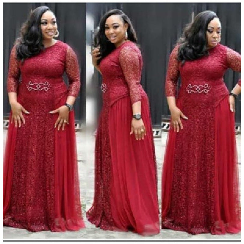 Robe longue asymétrique en brocart