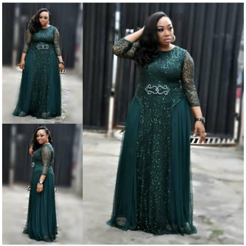Robe longue asymétrique en brocart