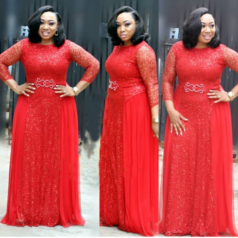 Brocade Irregular Hem Maxi Dress