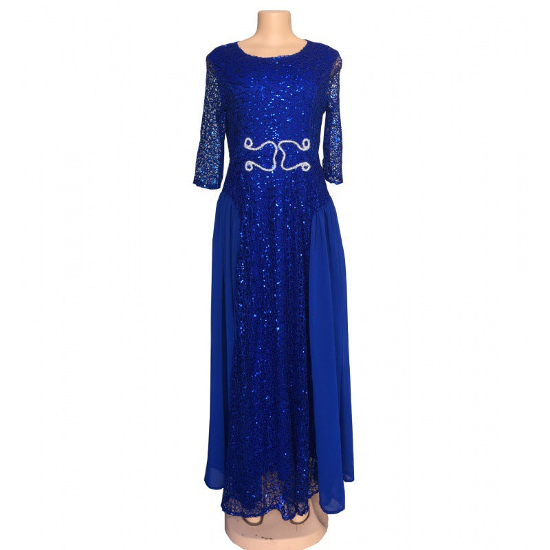 Brocade Irregular Hem Maxi Dress