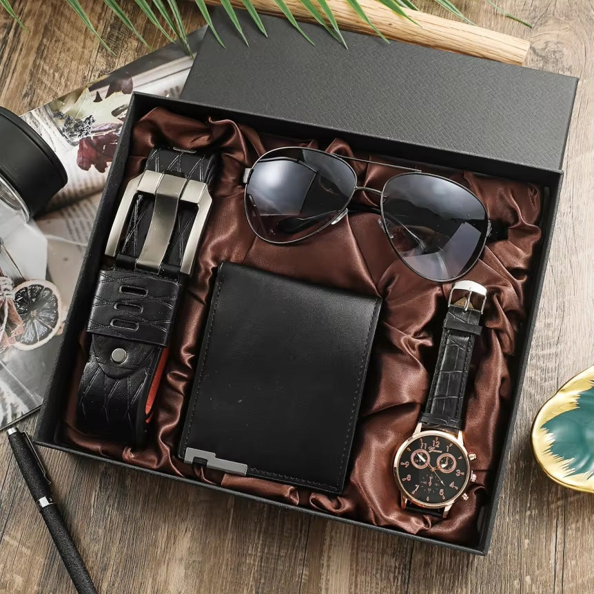 Ensemble cadeau garçons d'honneur | Montre, portefeuille, ceinture et porte-clés pour homme
