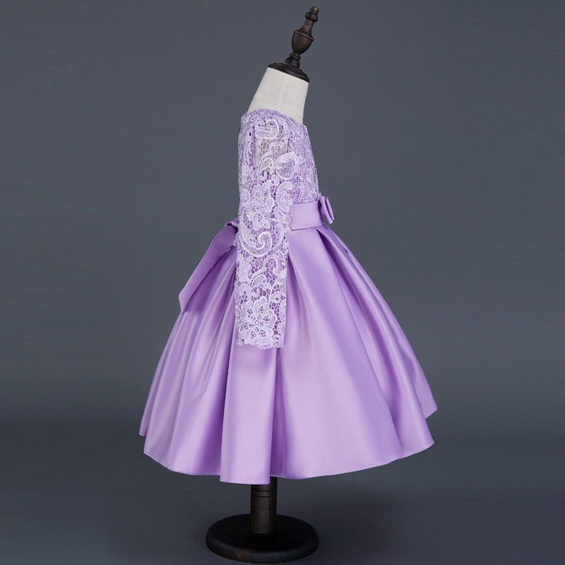 Robe de demoiselle d'honneur à manches longues en dentelle