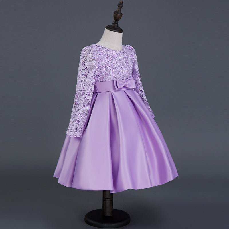 Robe de demoiselle d'honneur à manches longues en dentelle