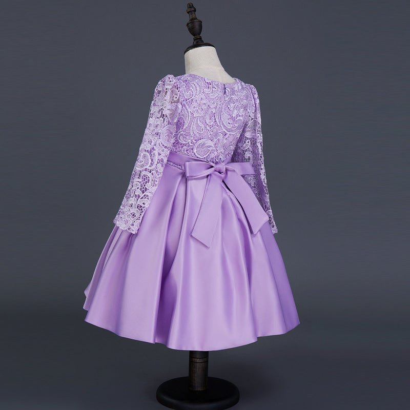 Robe de demoiselle d'honneur à manches longues en dentelle