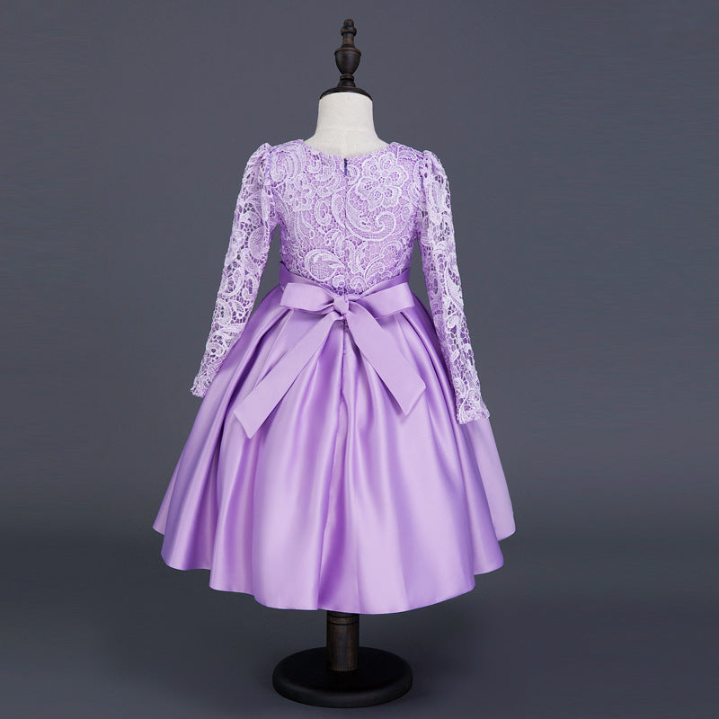 Robe de demoiselle d'honneur à manches longues en dentelle