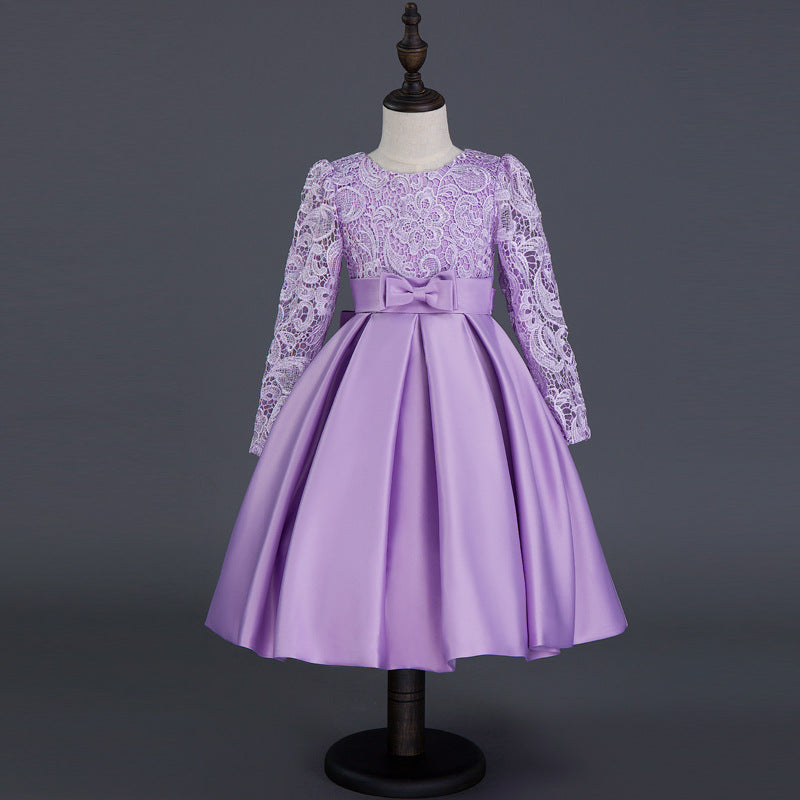 Robe de demoiselle d'honneur à manches longues en dentelle