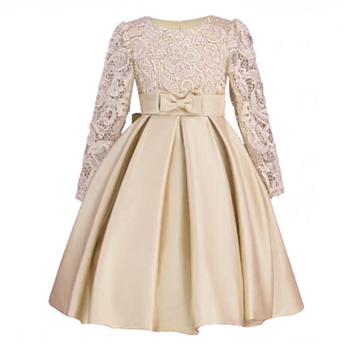 Robe de demoiselle d'honneur à manches longues en dentelle