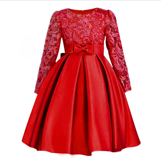 Robe de demoiselle d'honneur à manches longues en dentelle