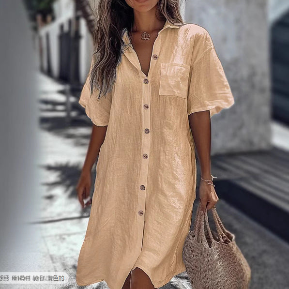 Robe chemise boutonnée pour les préparatifs de la mariée