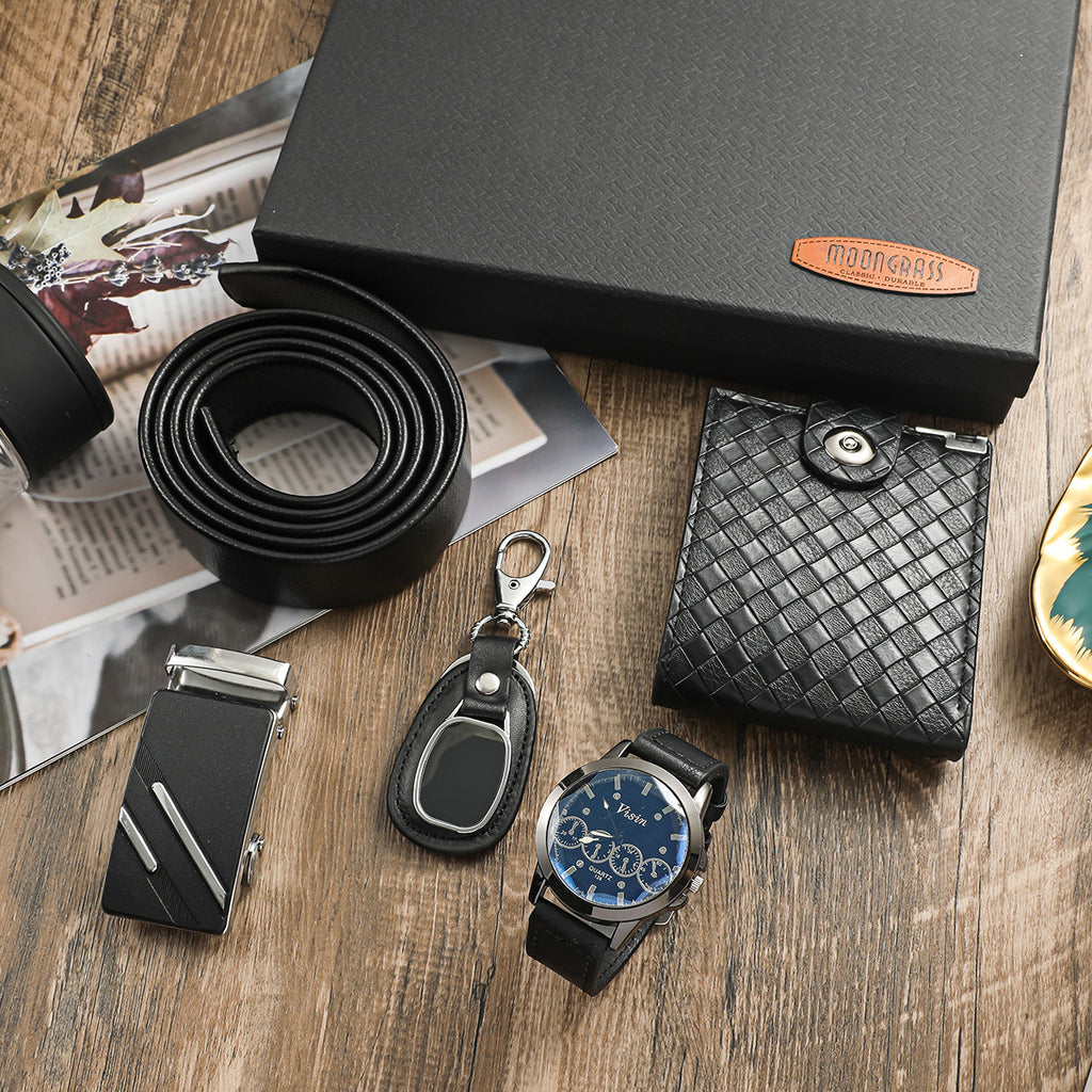 Ensemble cadeau garçons d'honneur | Montre, portefeuille, ceinture et porte-clés pour homme