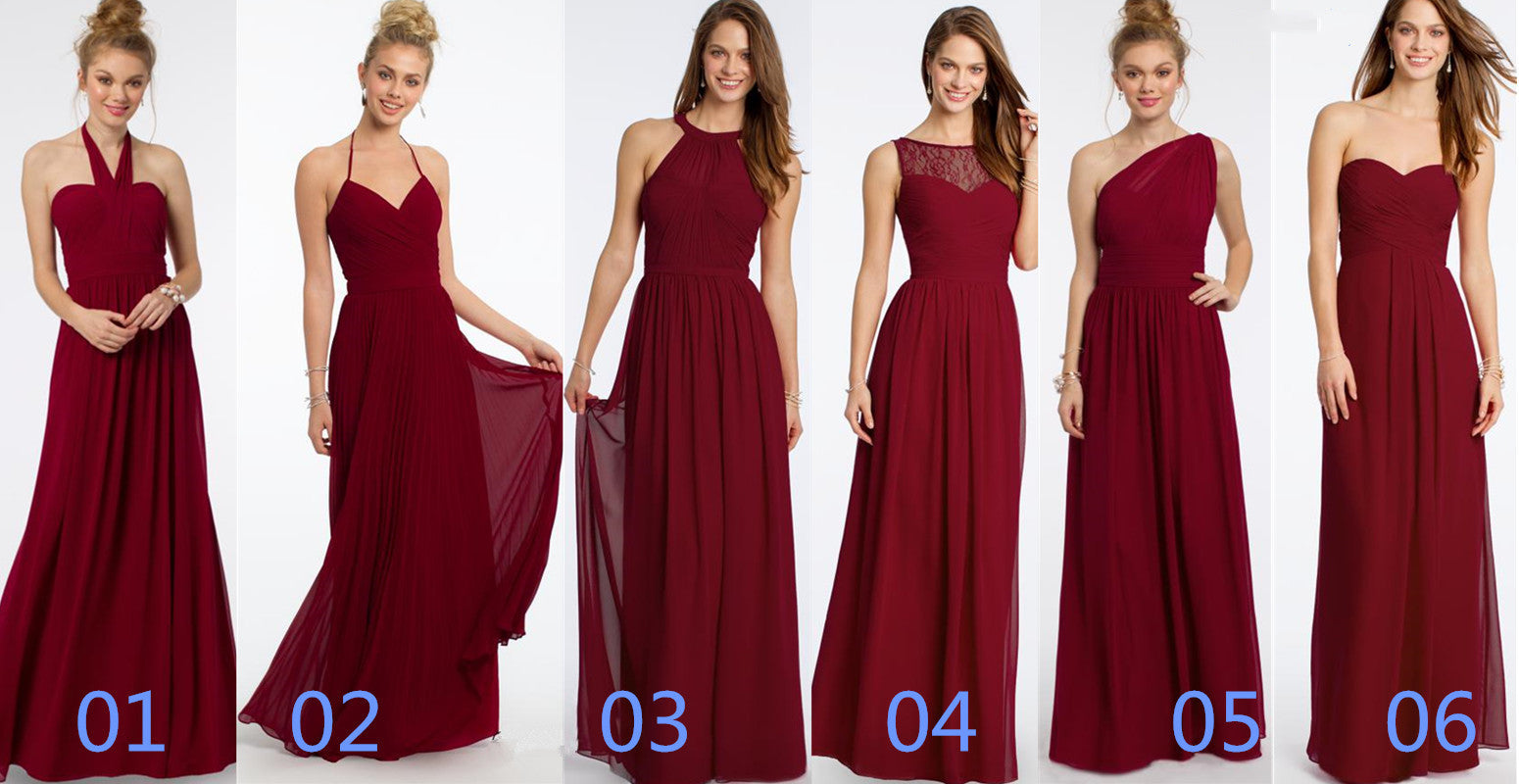Robe longue de demoiselle d'honneur en mousseline | 12 modèles