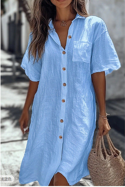 Robe chemise boutonnée pour les préparatifs de la mariée