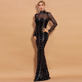 Robe longue de soirée à sequins gothique | Manches longues