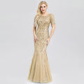 Sequin Mesh Mermaid Fishtail Gown