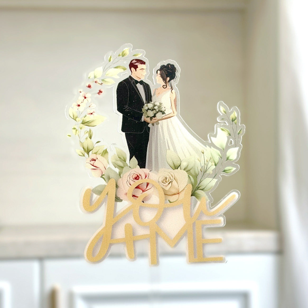 Décoration de gâteau de mariage Monsieur et Madame en acrylique