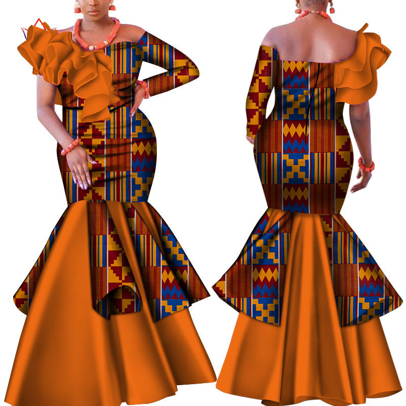 Robe longue en coton à imprimé africain | 10 styles au choix