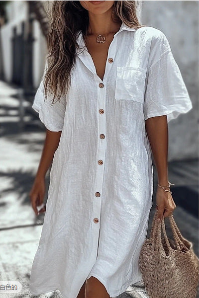 Robe chemise boutonnée pour les préparatifs de la mariée