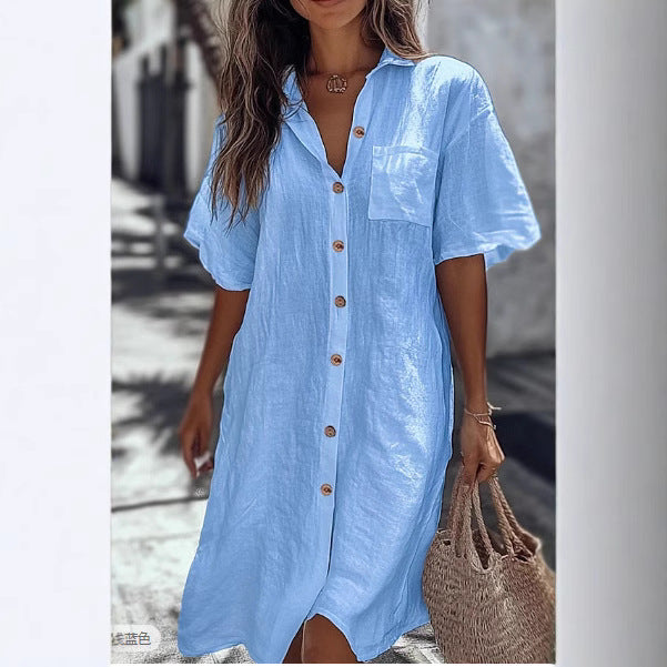 Robe chemise boutonnée pour les préparatifs de la mariée