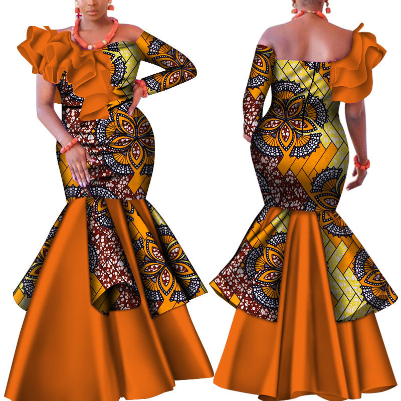 Robe longue en coton à imprimé africain | 10 styles au choix