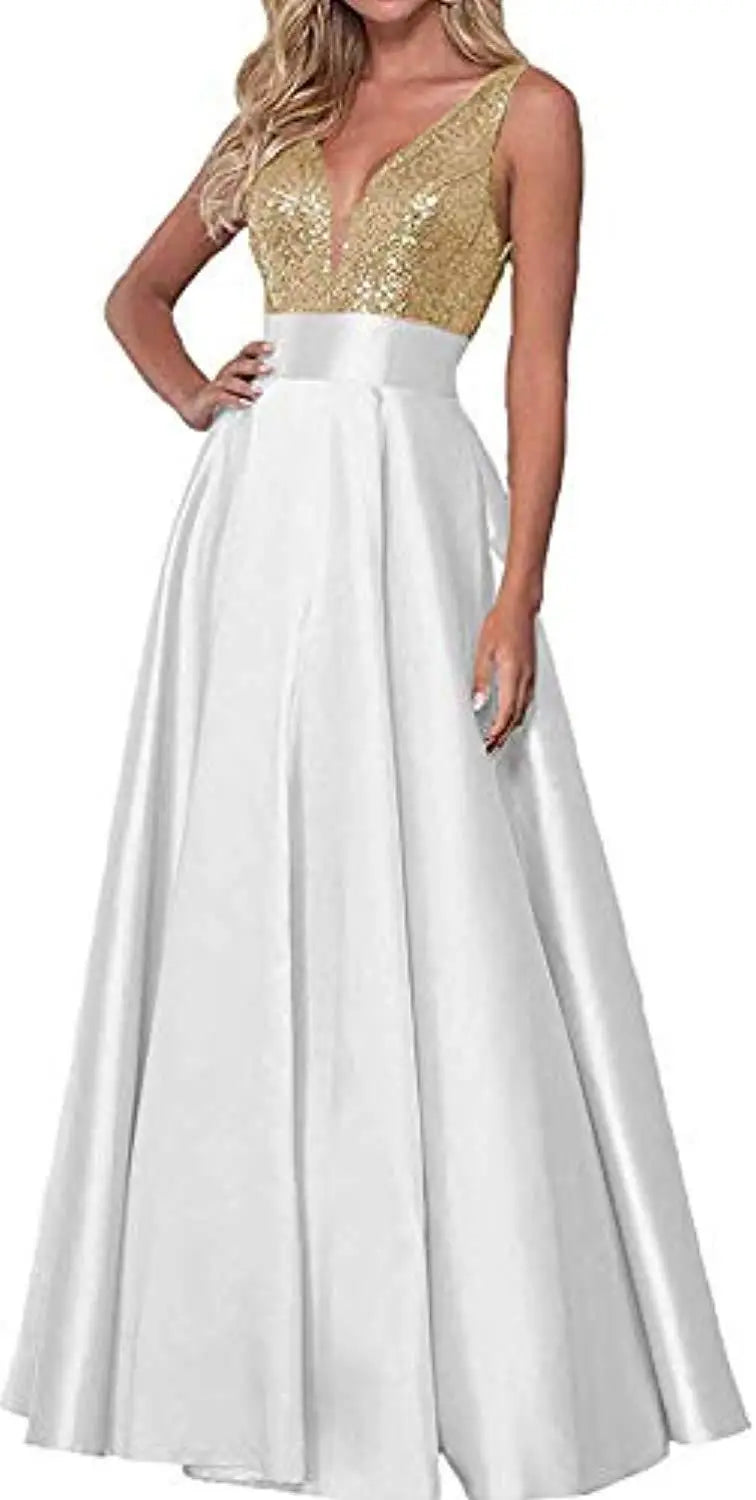S309F Nouvelle robe de bal en sequin or rose pour demoiselle d'honneur 2025