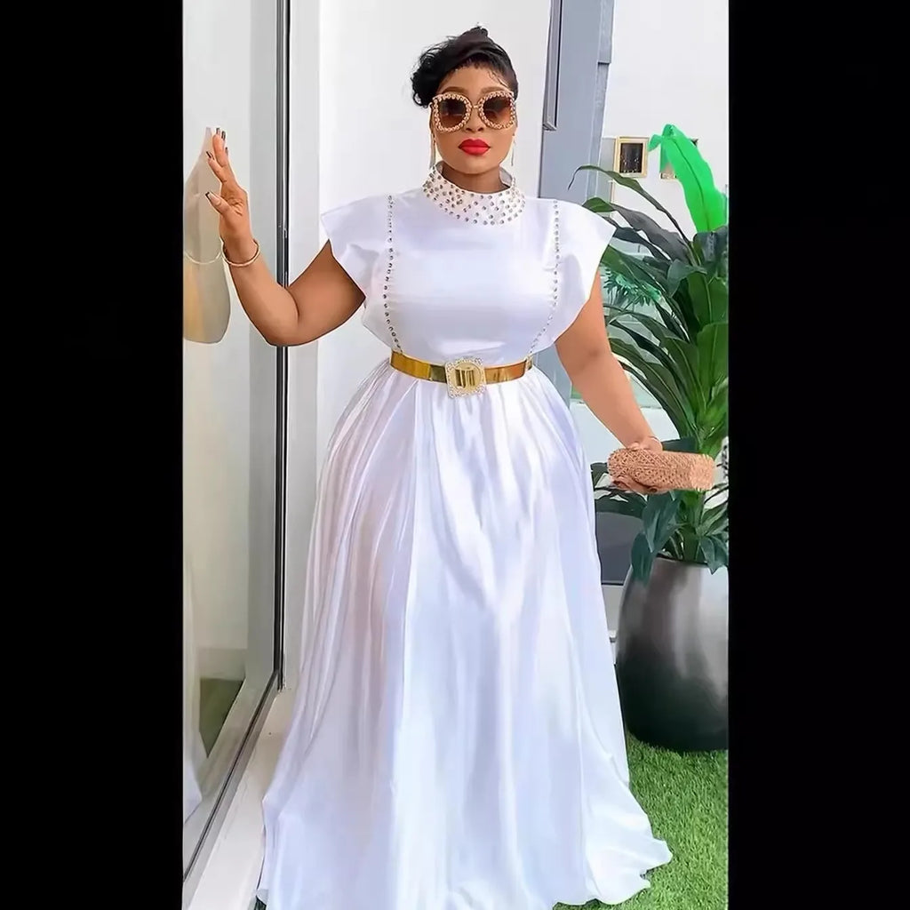 Robes de mariée africaines pour femmes 2024 grande taille élégante robe de soirée vêtements pour femmes mode d'été sans manches robe longue de fête