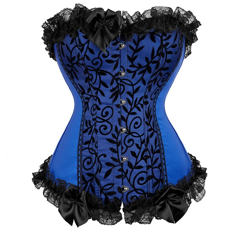 Corset vintage à lacets Overbust avec bustier en strass et satin disponible en grandes tailles