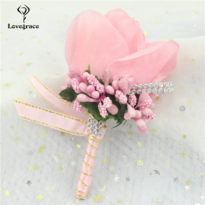 Silk Rose Boutonniere & Corsage Brooch | Groom, Groomsmen & Wedding Party