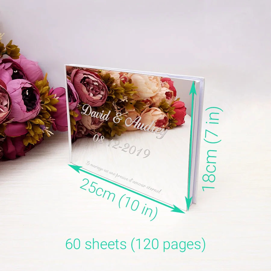 Personalized 25x18cm Wedding Custom Signature Guest Book Acrylic Mirror White Blank Party Favors Photo Album