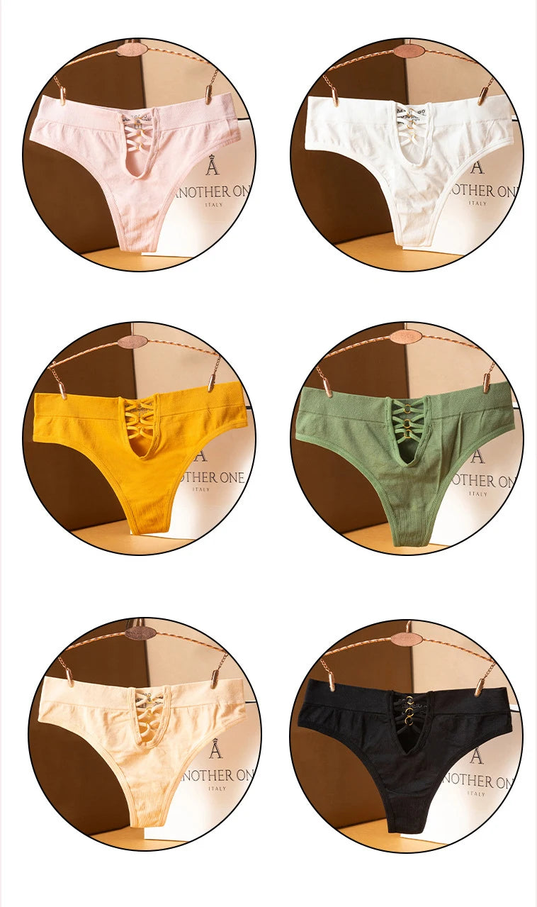 WHPC Culottes Femme Sexy Lingerie Femme Bas Lanière Évidée Culottes Pour Femme Bikini Cercle Mode Culottes Taille Moyenne Lingerie Féminine