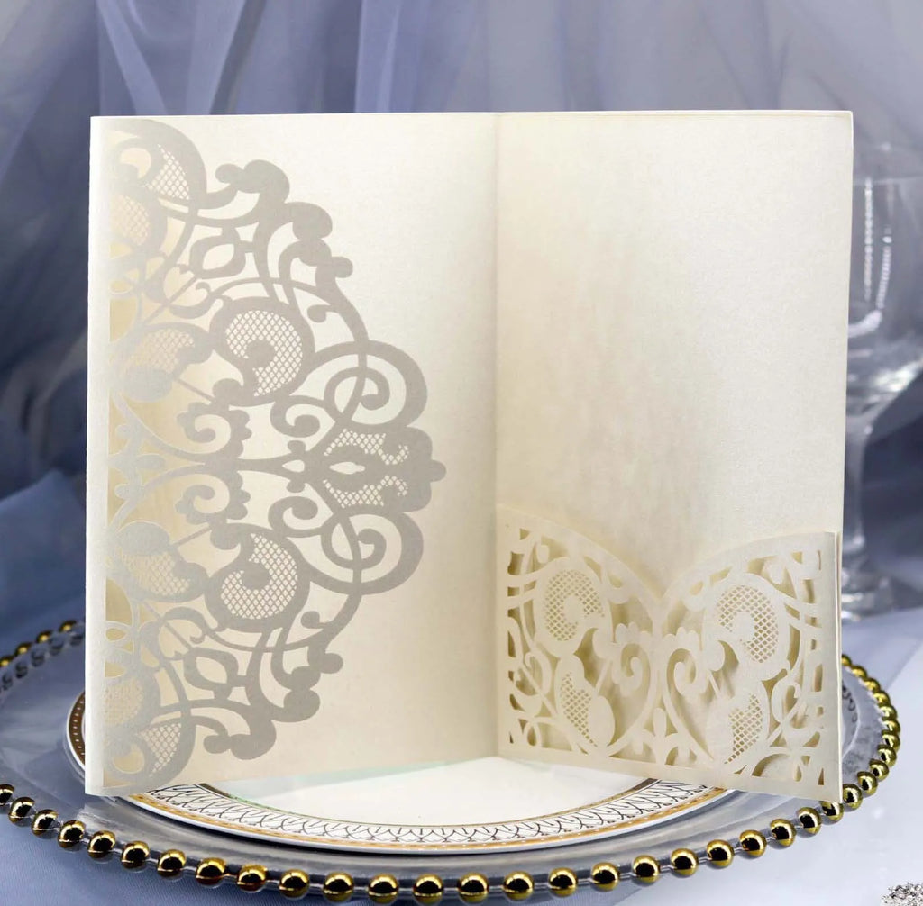 50pcs Elegant Laser Cut Wedding Invitations Card Customize Greeting Card Business With RSVP Cards Birthday Party Favor Supplies