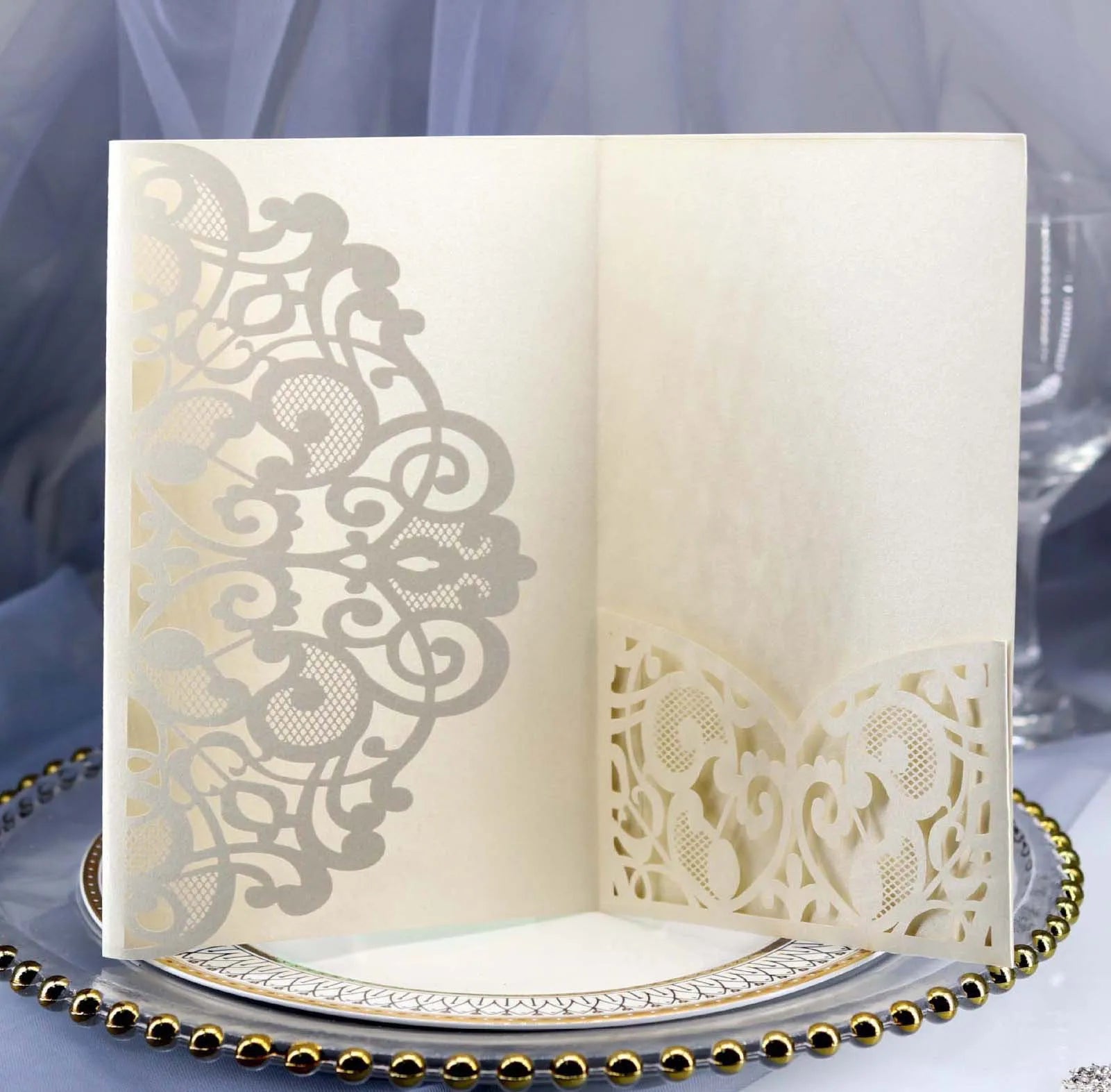50pcs Elegant Laser Cut Wedding Invitations Card Customize Greeting Card Business With RSVP Cards Birthday Party Favor Supplies