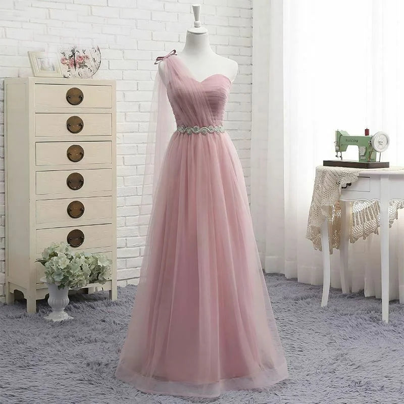 15154# Robe de Demoiselle d'honneur en Dentelle Rose Coupe Trapèze Simple sur Mesure, Divers Styles en Option, Élégante Robe de Soirée de Bal, Robe de Mariée