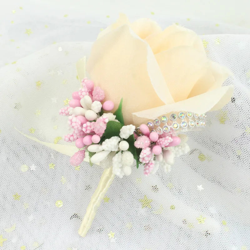 Silk Rose Boutonniere & Corsage Brooch | Groom, Groomsmen & Wedding Party