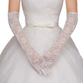 Accessoires de Robe de Mariée Charmant Gants de Mariée Blanc Dentelle avec Doigt Long Gants Élégante Dame Mariée Bal Bijoux
