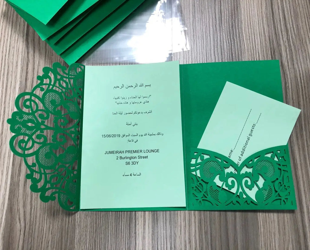 50pcs Elegant Laser Cut Wedding Invitations Card Customize Greeting Card Business With RSVP Cards Birthday Party Favor Supplies