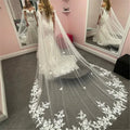 Accessoires de mariage Ivoire Blanc Appliques en dentelle Voile de mariée à épaules Voile cathédrale Longue cape en tulle Châle Cape de mariée