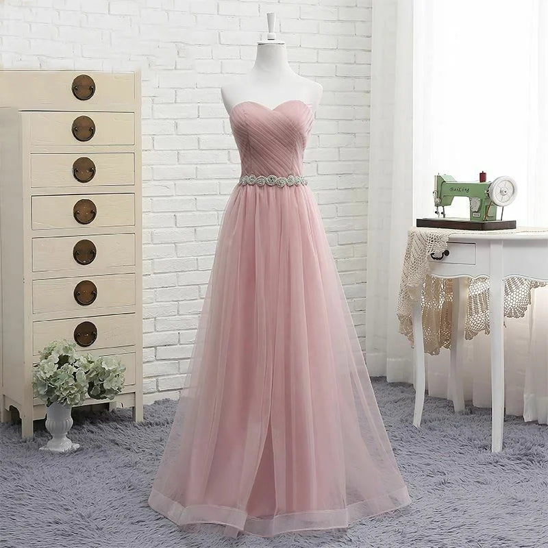 15154# Robe de Demoiselle d'honneur en Dentelle Rose Coupe Trapèze Simple sur Mesure, Divers Styles en Option, Élégante Robe de Soirée de Bal, Robe de Mariée