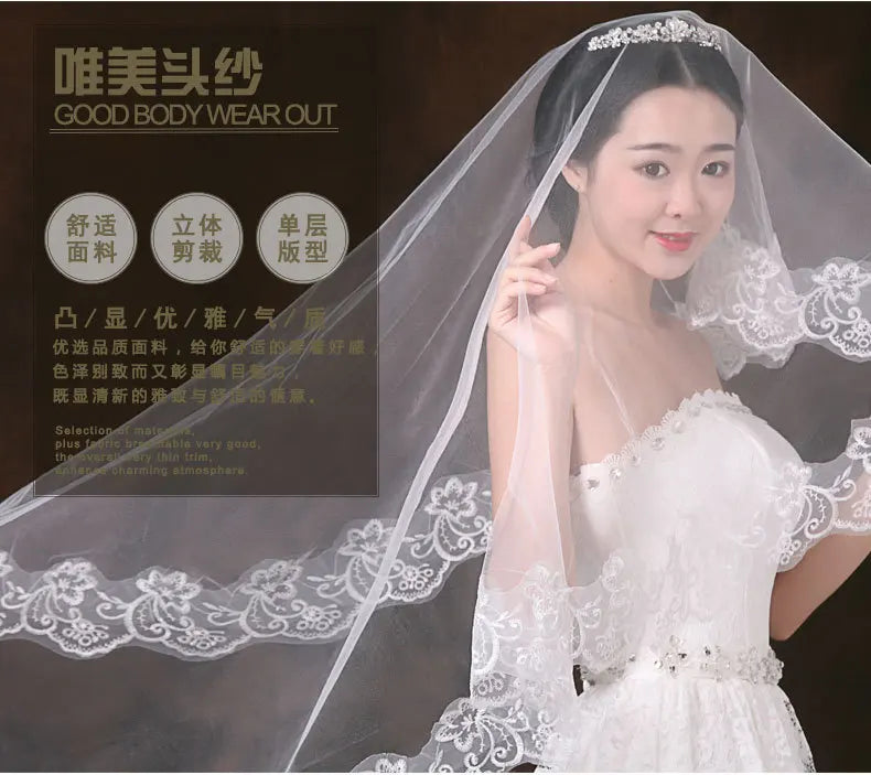 Voiles de mariée 2020 Nouveaux accessoires de mariée coude blanc ivoire rouge avec peigne appliques dentelle voiles de mariée 2020 Nouveau