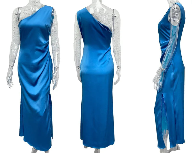 Enyami Robes de Soirée Formelles Luxe Célébrité Robe Sexy Femme Élégante Haute Fente Longue Satin Une Épaule Robe de Bal