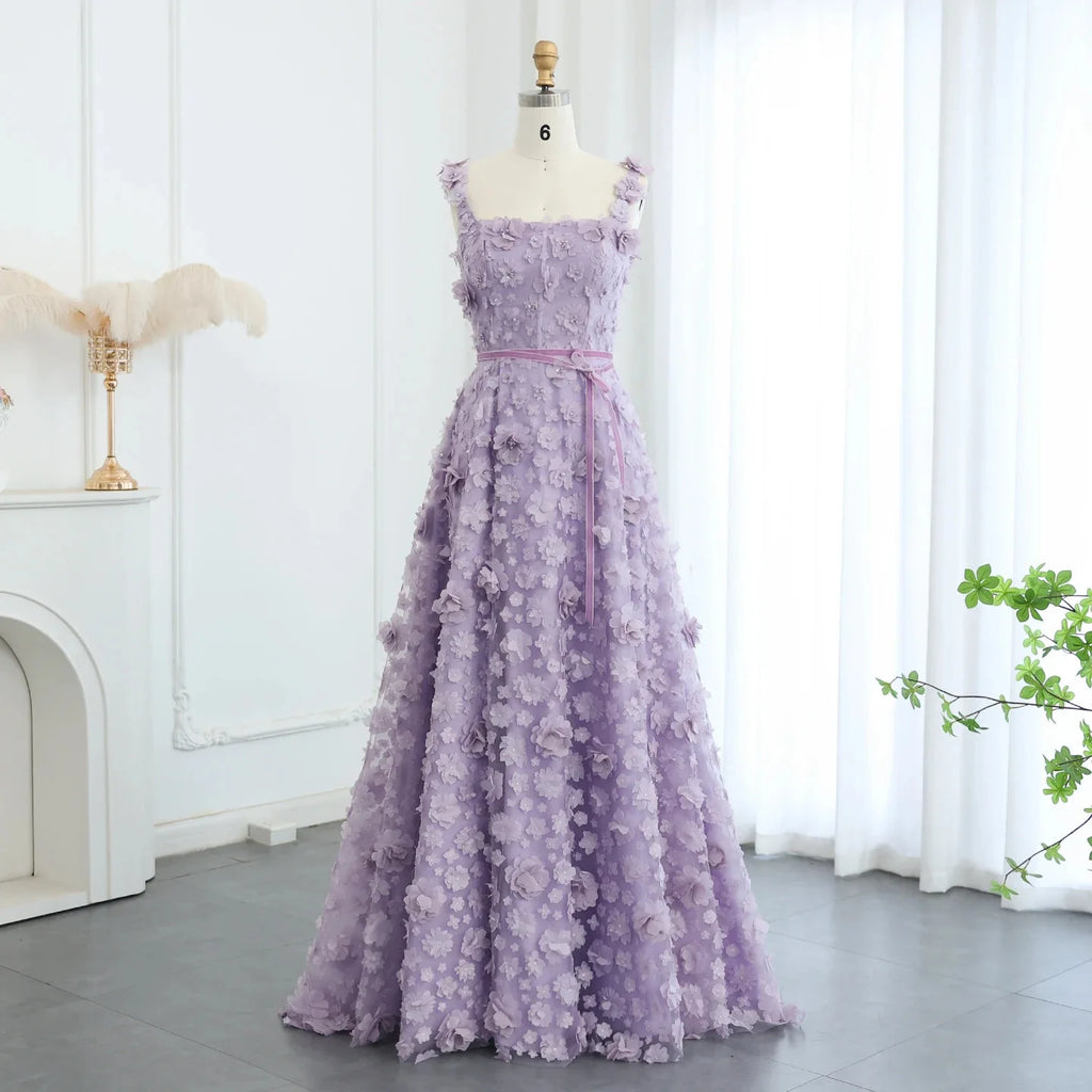 Élégante Robe de Bal Col Carré Douce Robe de Cocktail Femme Robes de Soirée Évasées Rêveuses Motif Floral