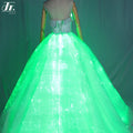 Led Glowing Optical Fiber Formal Elegant Women Ladies Maxi Evening Gown Dress