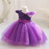 TPY0 Nouvelle Robe de Soirée Formelle en Satin avec Nœud Robe de Princesse Décontractée Printemps Filles d'Honneur Enfants Robes de Mariage