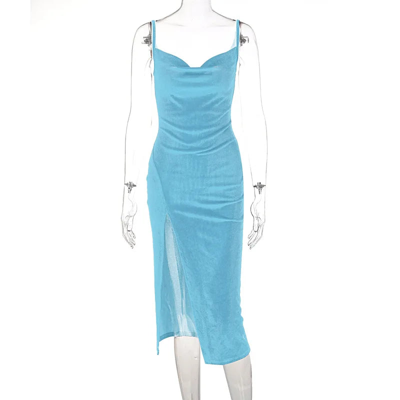 Robe de soirée élégante pour femmes, robe midi moulante d'été, sans manches, épaules dénudées, dos nu, pour soirée et club