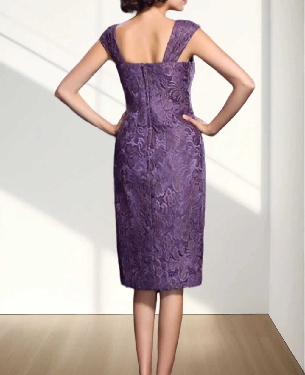 Mumuleo Mother of the Bride Dress Elegant Jewel Neck Knee Length Chiffon Long Sleeve Jacket Dresses With Lace 2024